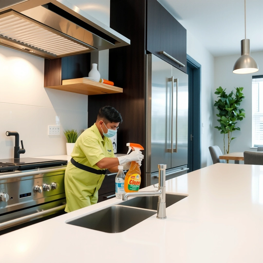 Professional home cleaning in progress